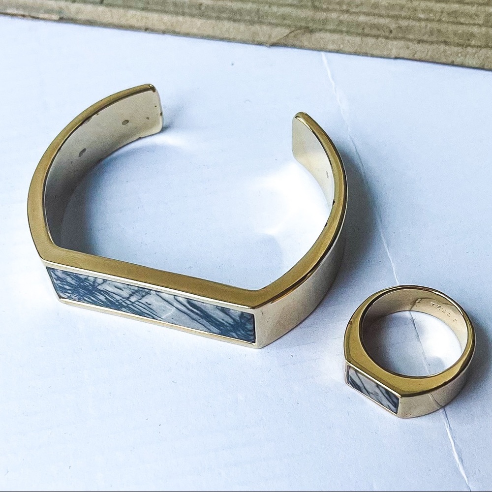 J. Crew Marble-Esque Open Bangle And Ring Set - image 5